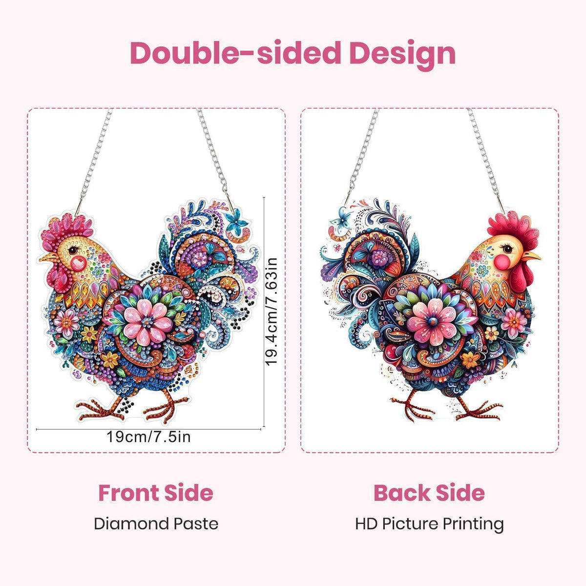 Diamant Painting Anhänger Hahn – DIY Fensterbild mit Kette
