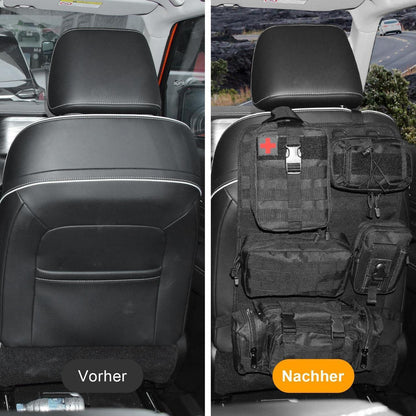 Taktischer Autositz Organizer mit Molle & 5 Fächern Schwarz