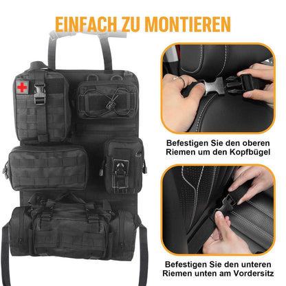 Taktischer Autositz Organizer mit Molle & 5 Fächern Schwarz