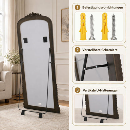 Großer Ganzkörperspiegel mit Bronze-Rahmen & HD Glas