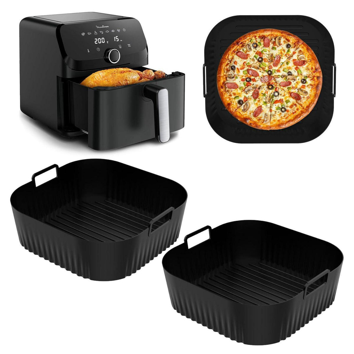 Silikonform für Heißluftfritteuse – 2er Set, 24 cm