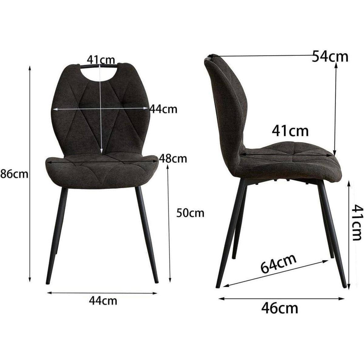 Gepolsterte Esszimmerstühle im skandinavischen Stil, 4er-Set Schwarz