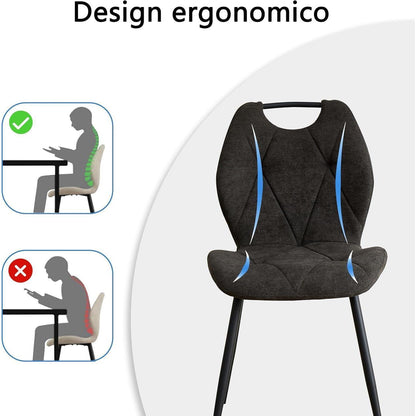 Gepolsterte Esszimmerstühle im skandinavischen Stil, 4er-Set Schwarz