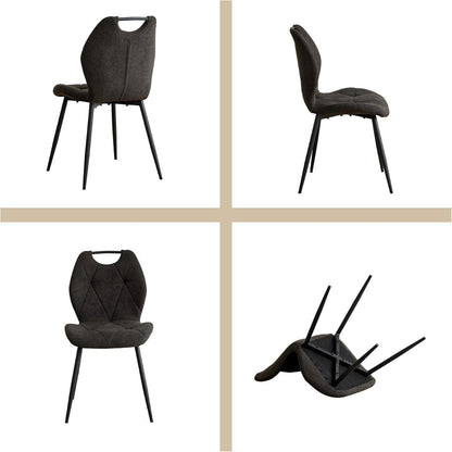 Gepolsterte Esszimmerstühle Set 6 – Skandinavischer Stil Schwarz