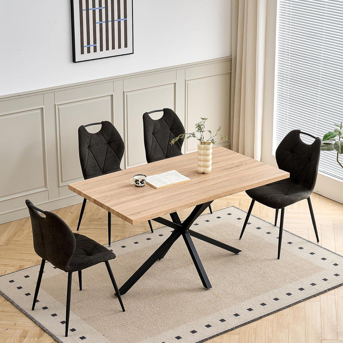 Gepolsterte Esszimmerstühle Set 6 – Skandinavischer Stil Schwarz