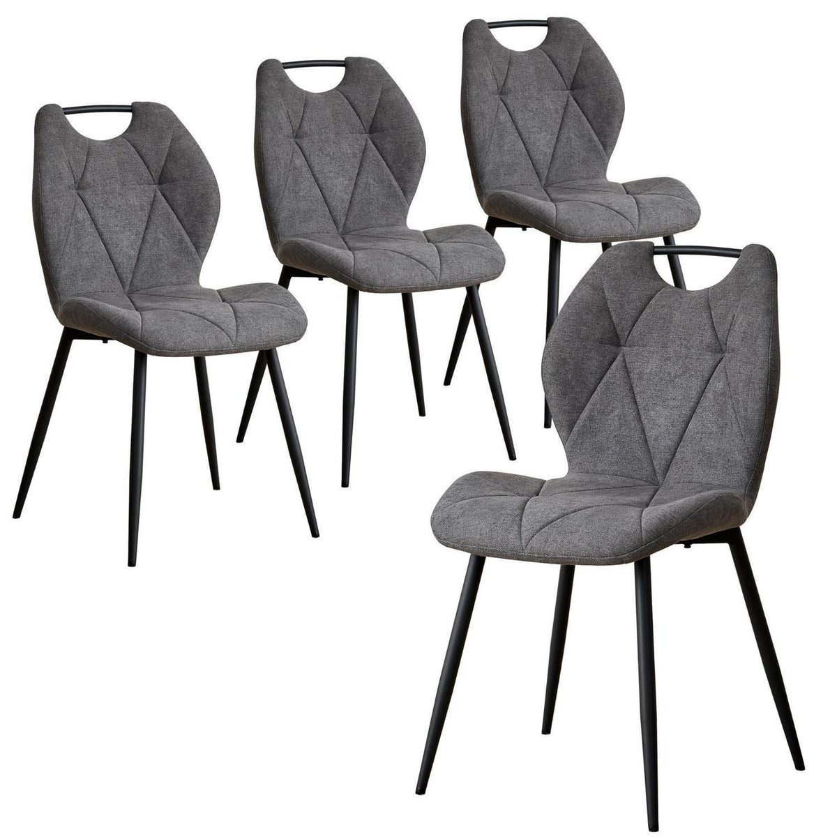 Gepolsterte Esszimmerstühle Set 4 – Grau, Skandinavisch