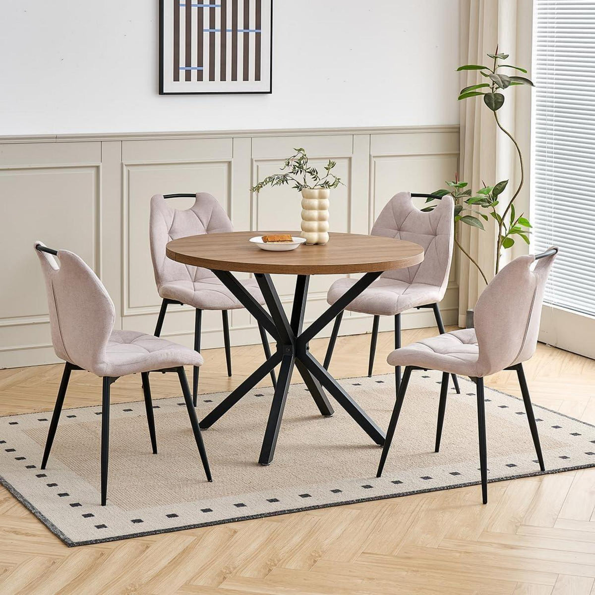 Gepolsterte Esszimmerstühle Set 6 – Skandinavischer Stil Beige