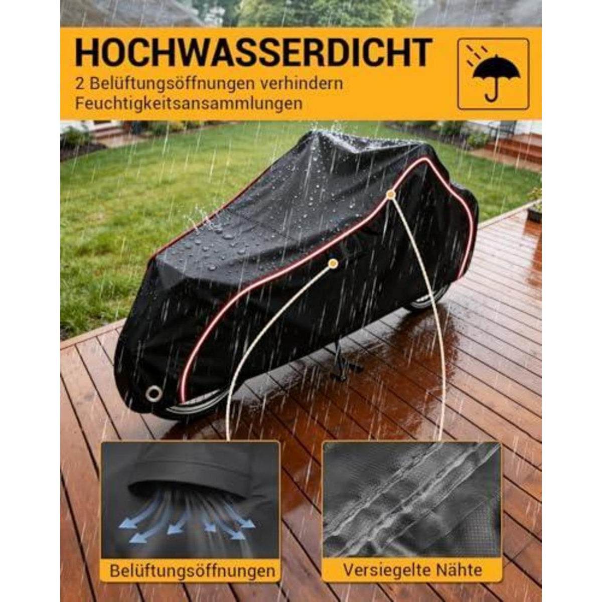 Wasserdichte Lastenrad Abdeckung 285x75x120cm