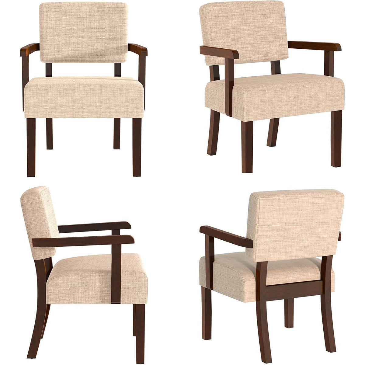 Loungesessel Set 2 Sessel & 1 Tisch – Beige Leinen, Komfort & Stil
