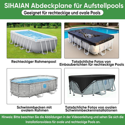 Poolabdeckung Rechteckig 732x366 cm mit 4-Punkt-Verriegelung