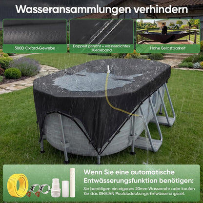 Poolabdeckung Rechteckig 732x366 cm mit 4-Punkt-Verriegelung