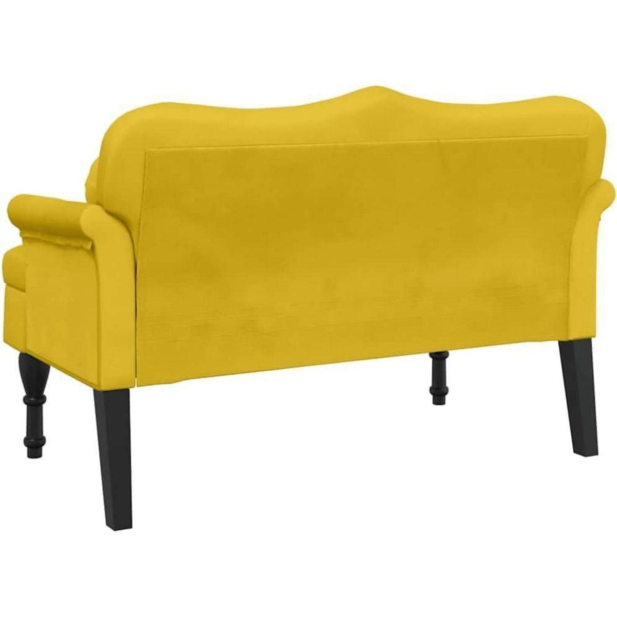 Sitzbank 2-Sitzer mit Kissen, Gelb – Modernes Samtsofa für Wohnzimmer