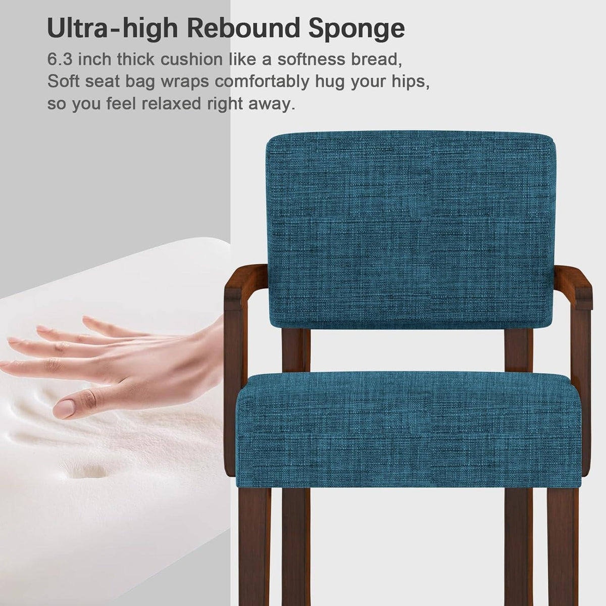 Loungesessel mit Fußhocker – Bequemer Sessel Blau Leinen