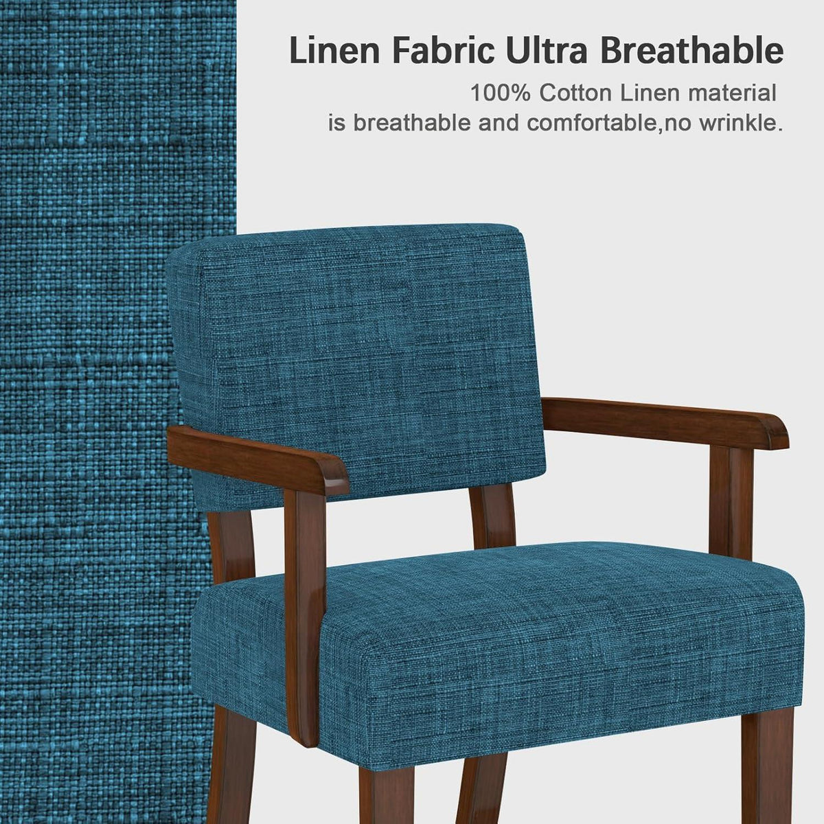 Loungesessel mit Fußhocker – Bequemer Sessel Blau Leinen