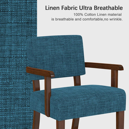 Loungesessel mit Fußhocker – Bequemer Sessel Blau Leinen