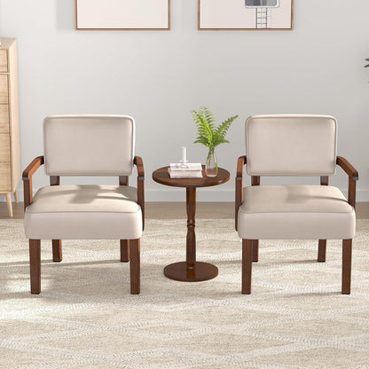Retro Loungesessel Beige mit Fußhocker & weichem Sitz in Lederoptik