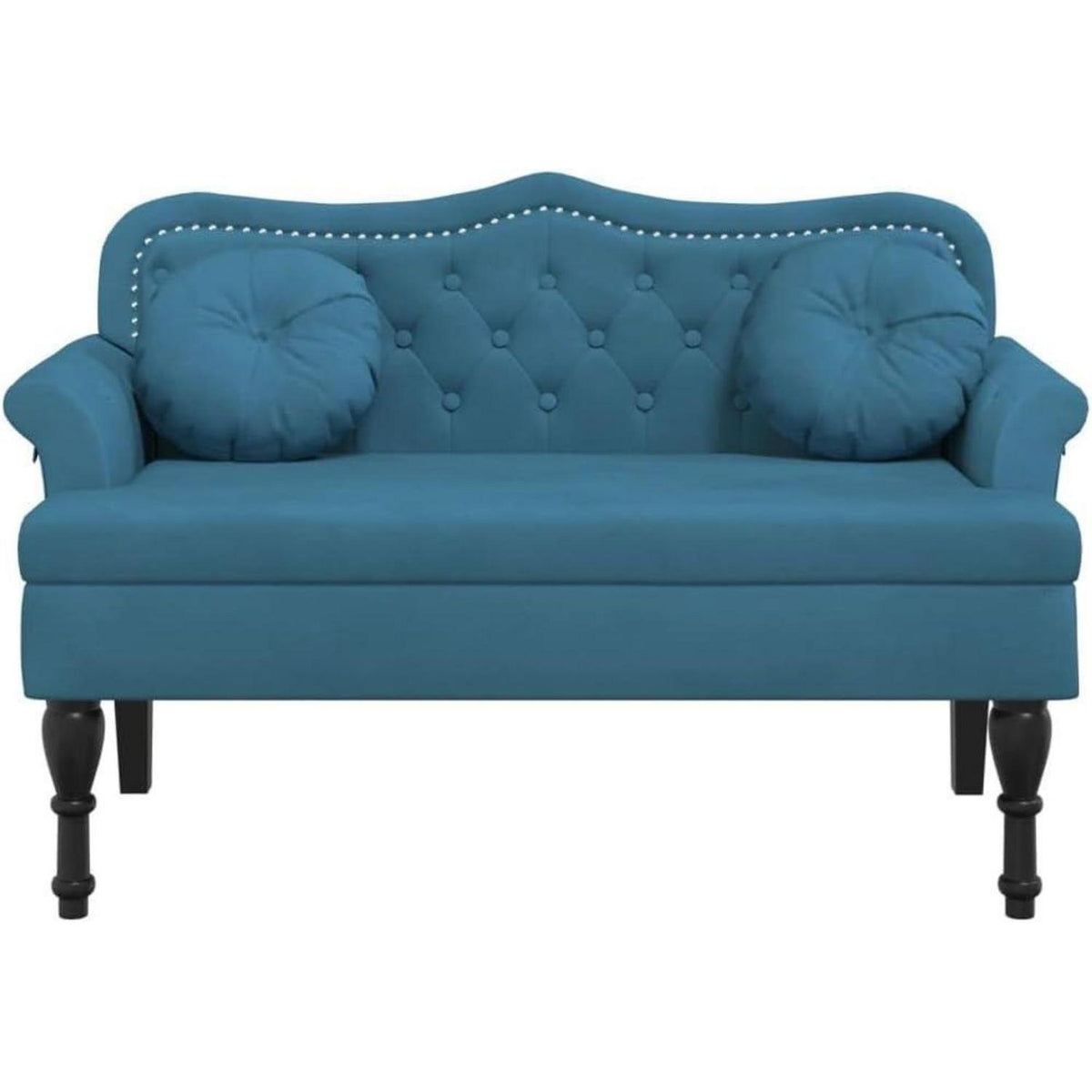Sitzbank 2-Sitzer mit Kissen, Samtoptik Blau – Modernes Polstersofa