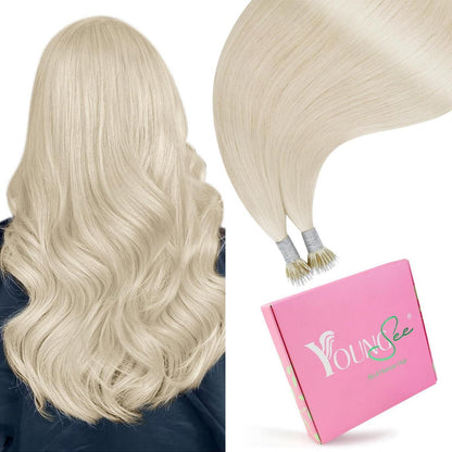 Echthaar Nano Ring Extensions Platinblond 65cm Gerade