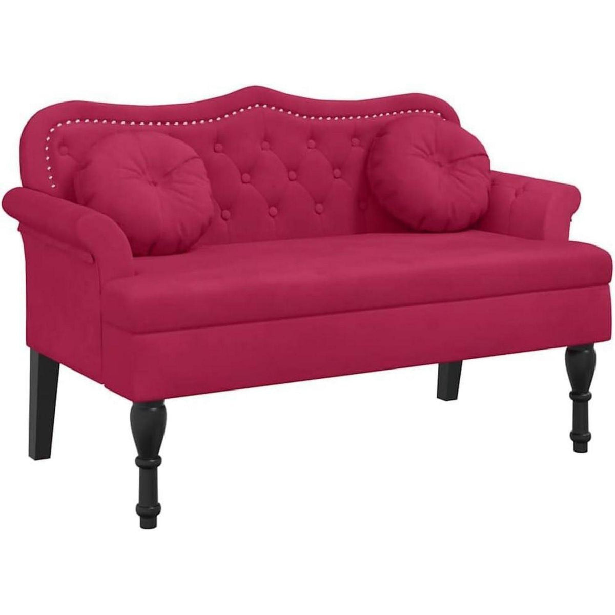 Sitzbank 2-Sitzer mit Kissen, Weinrot, Samtoptik & Modernes Design