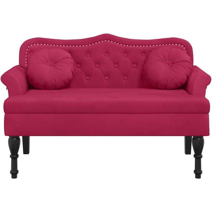 Sitzbank 2-Sitzer mit Kissen, Weinrot, Samtoptik & Modernes Design