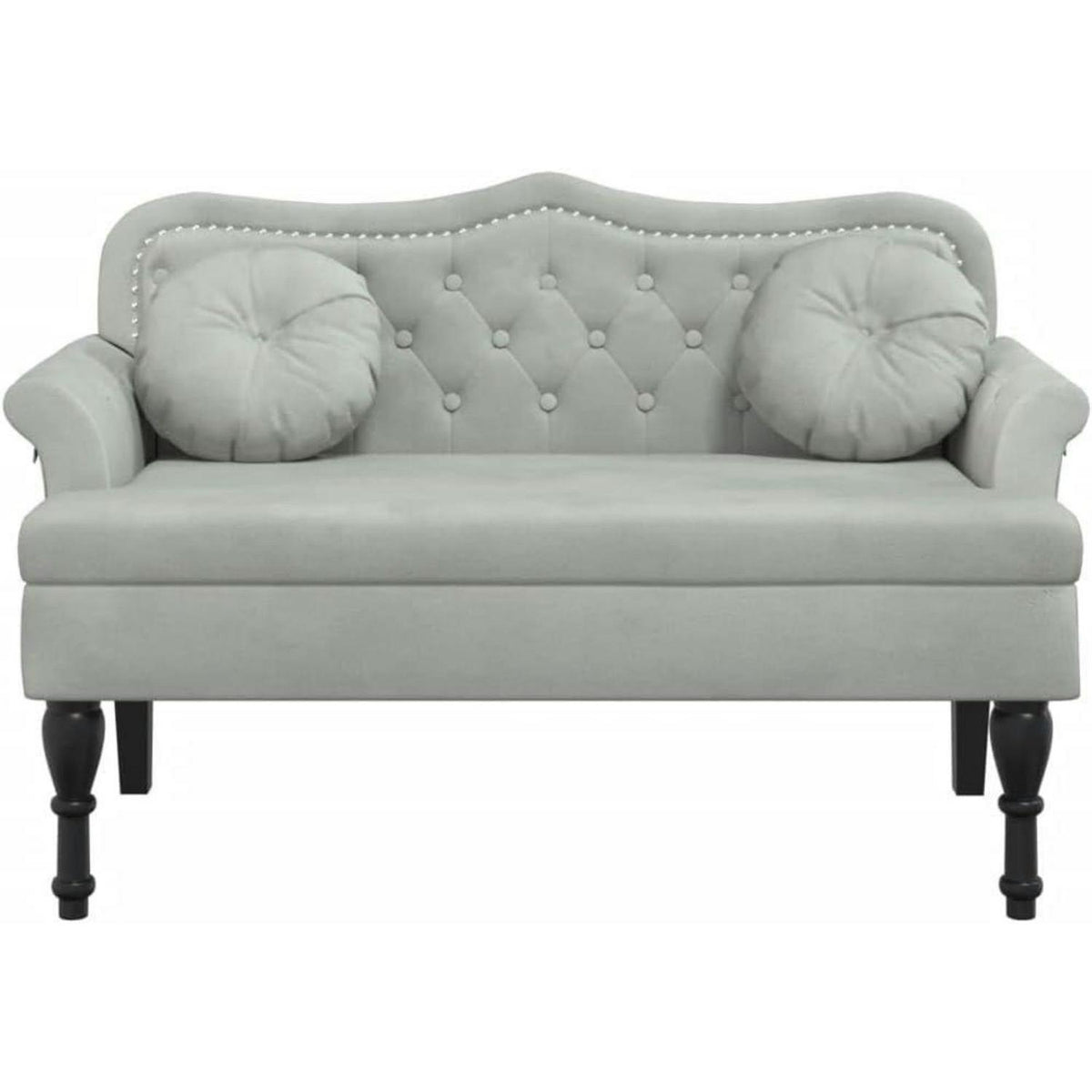 2-Sitzer Samt Sofa mit Kissen – Modernes Polstersofa Hellgrau