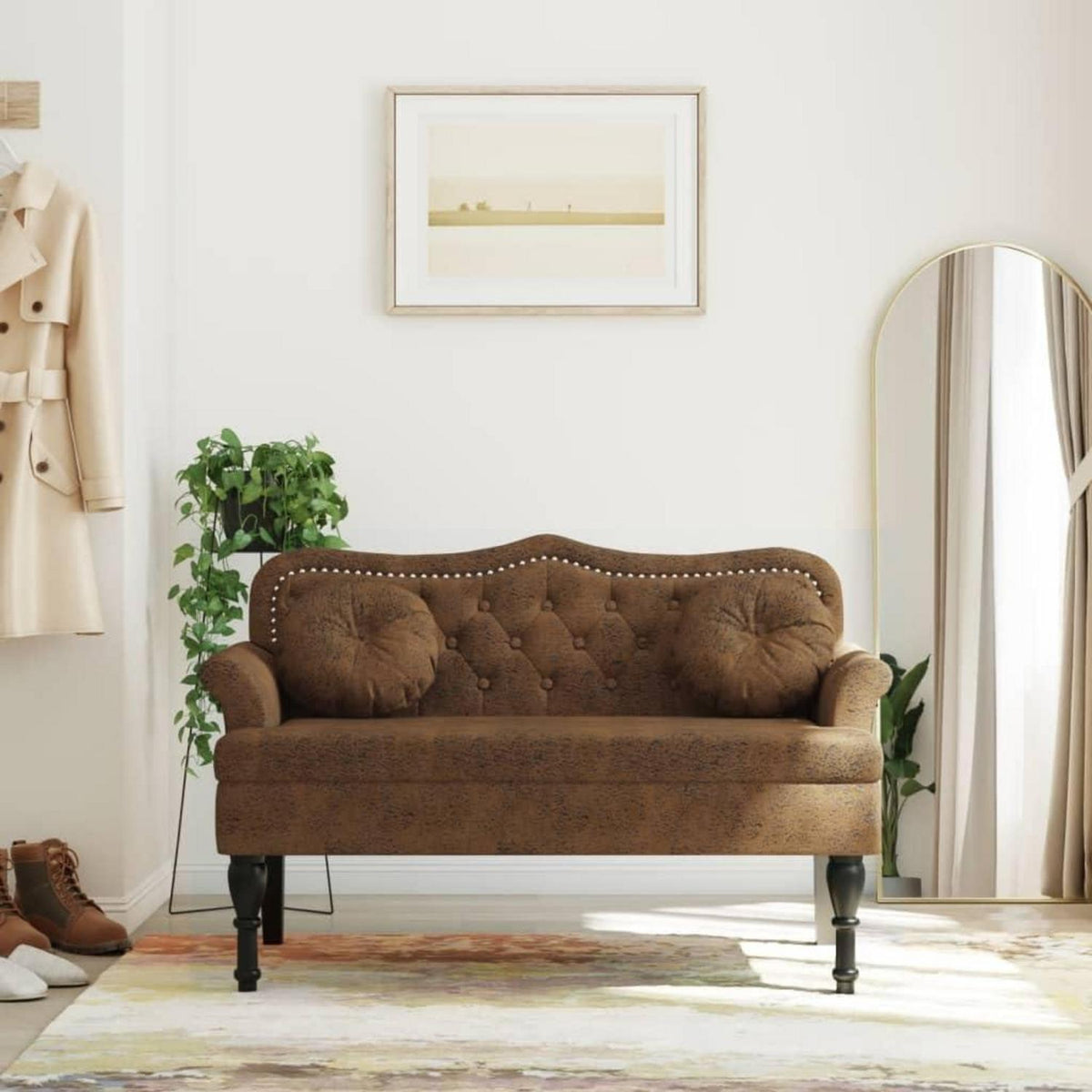 2-Sitzer Samtsofa Loveseat Braun – Modernes Polstersofa