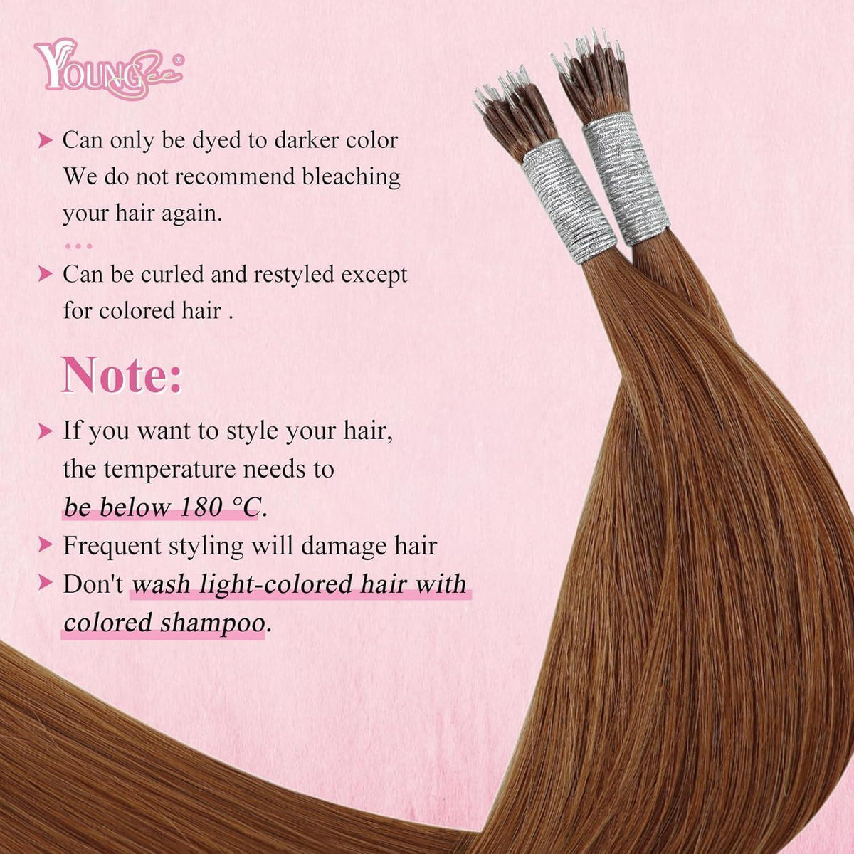 Echthaar Nano Ring Extensions Kupfer 60cm – Remy Haarverlängerung