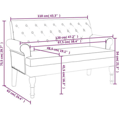 2-Sitzer Sitzbank Sofa Retro-Stil Weinrot 120x62x75,5 cm
