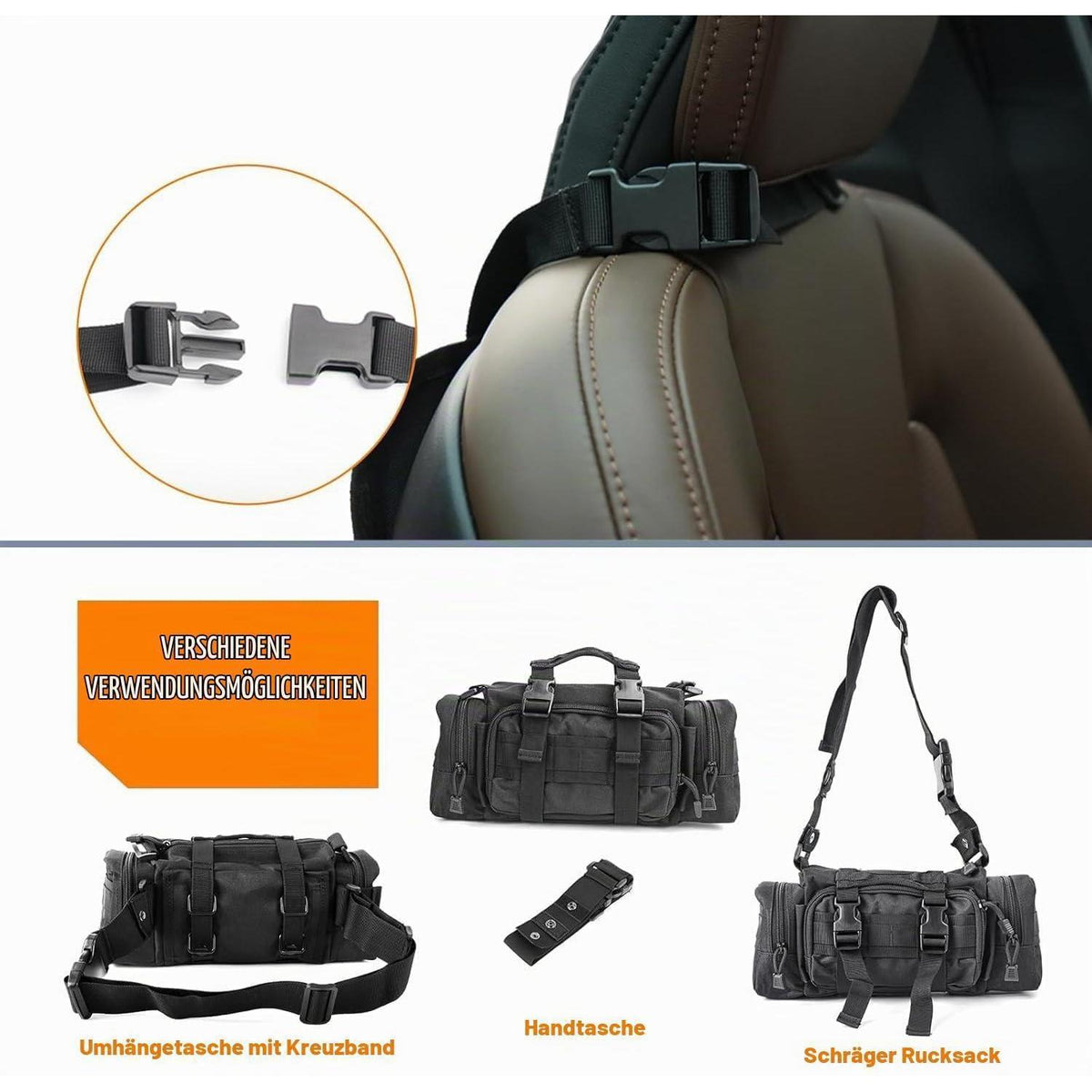 Taktischer Autositz-Organizer mit Molle-Taschen für Fahrzeuge