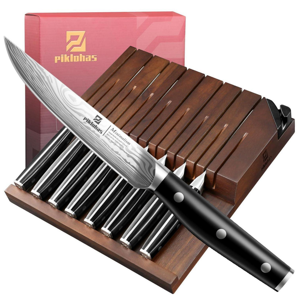 8-teiliges Steakmesser-Set aus Damaststahl mit Organizer