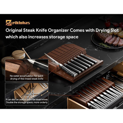 8-teiliges Steakmesser-Set aus Damaststahl mit Organizer