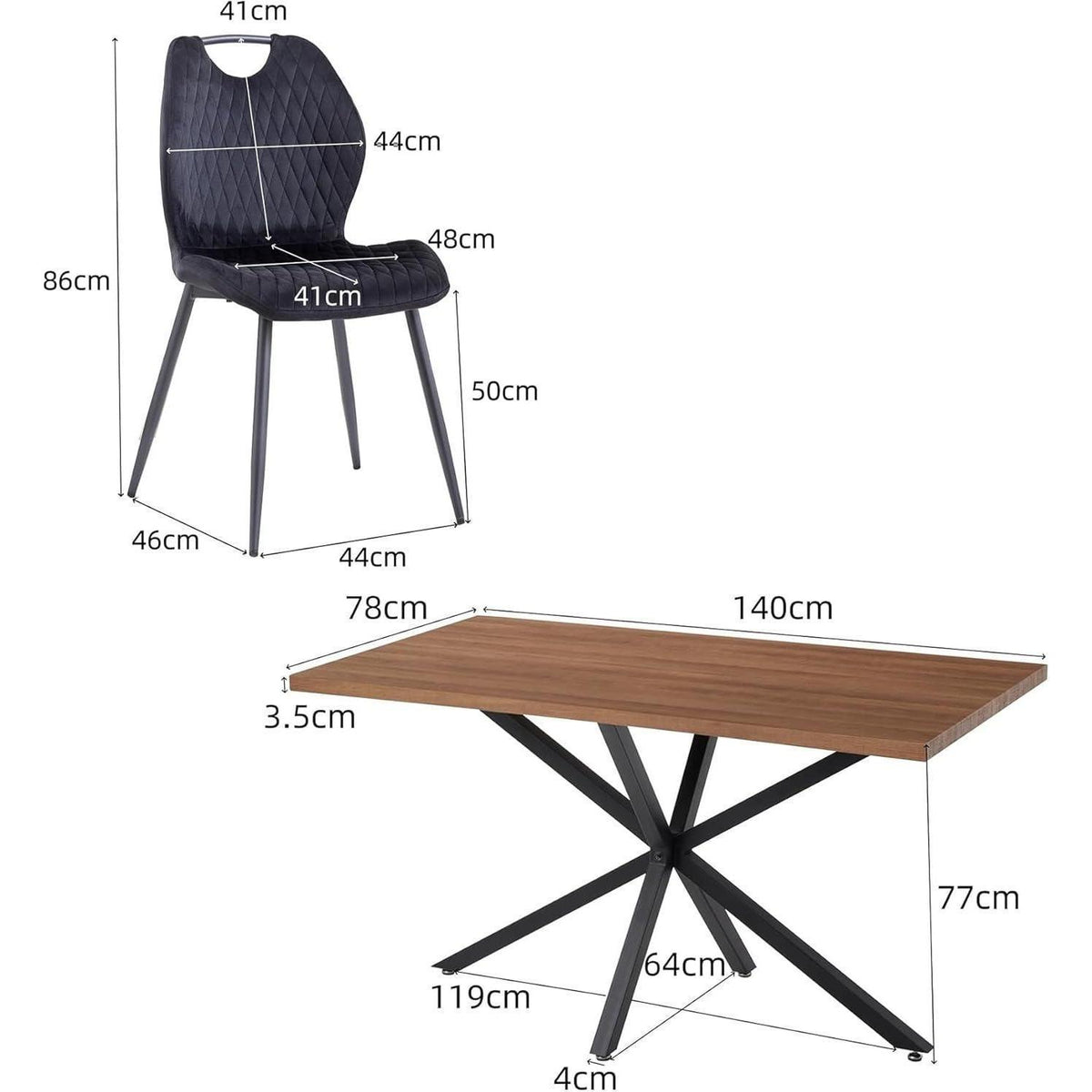 Esszimmer-Set 140cm | Quadratischer Tisch + 4 Leinenstühle
