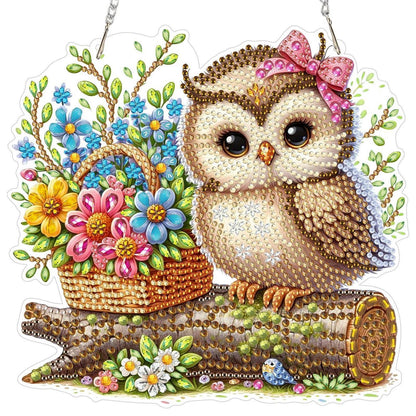 Diamant Painting Anhänger Vogel Blume – DIY Fensterbild Set