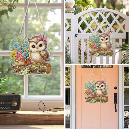 Diamant Painting Anhänger Vogel Blume – DIY Fensterbild Set
