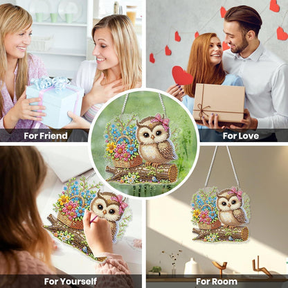 Diamant Painting Anhänger Vogel Blume – DIY Fensterbild Set
