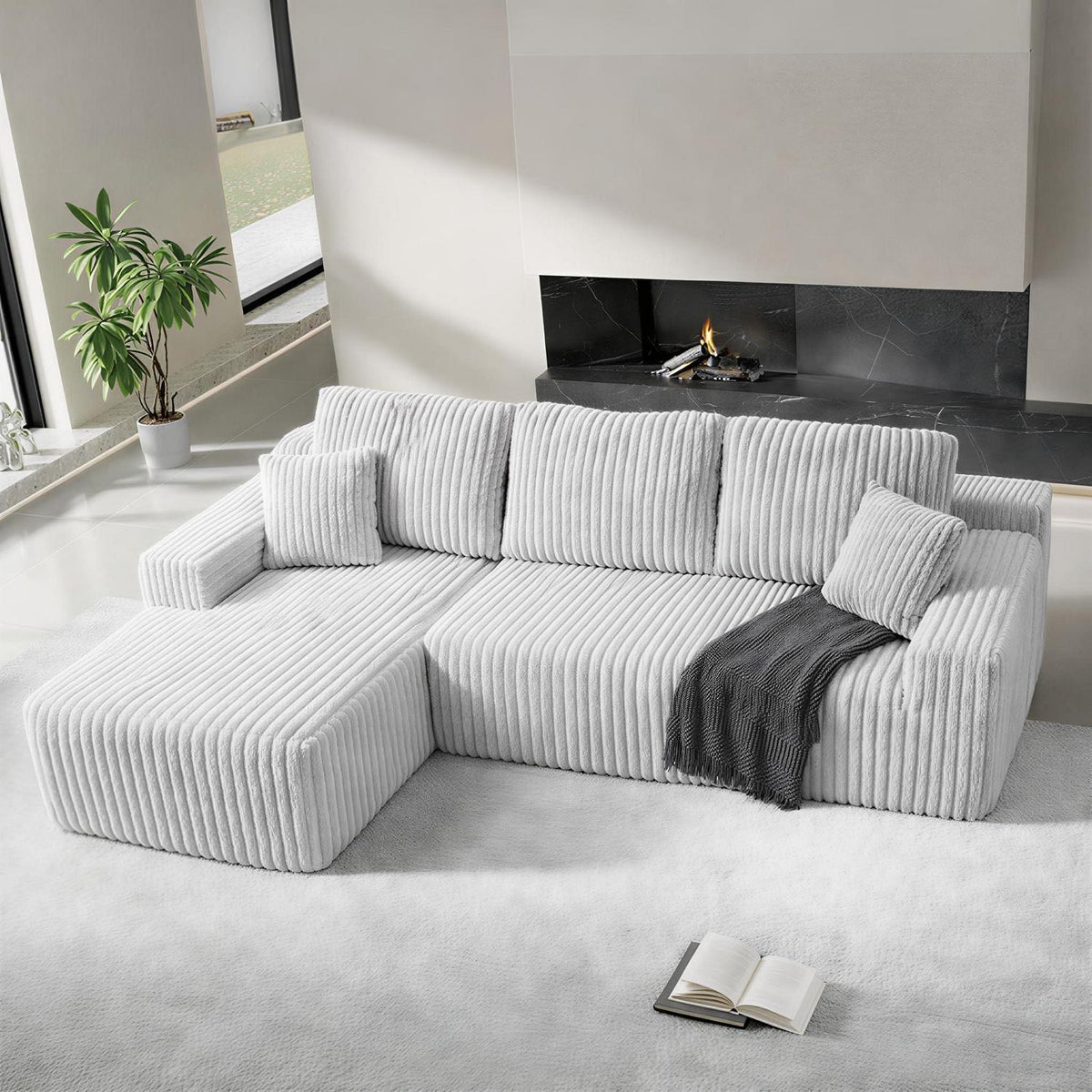 Cloud Ecksofa 105" modular, hellgrau mit Chaiselongue