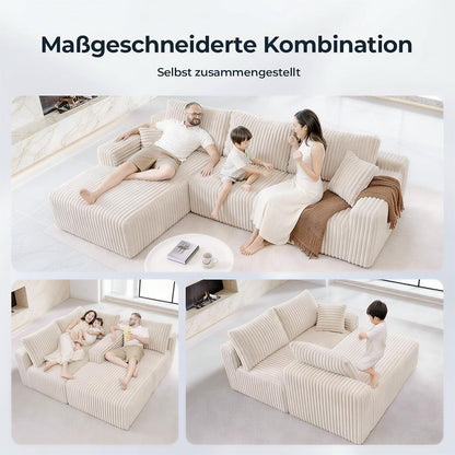 Cloud Ecksofa 105" modular, hellgrau mit Chaiselongue