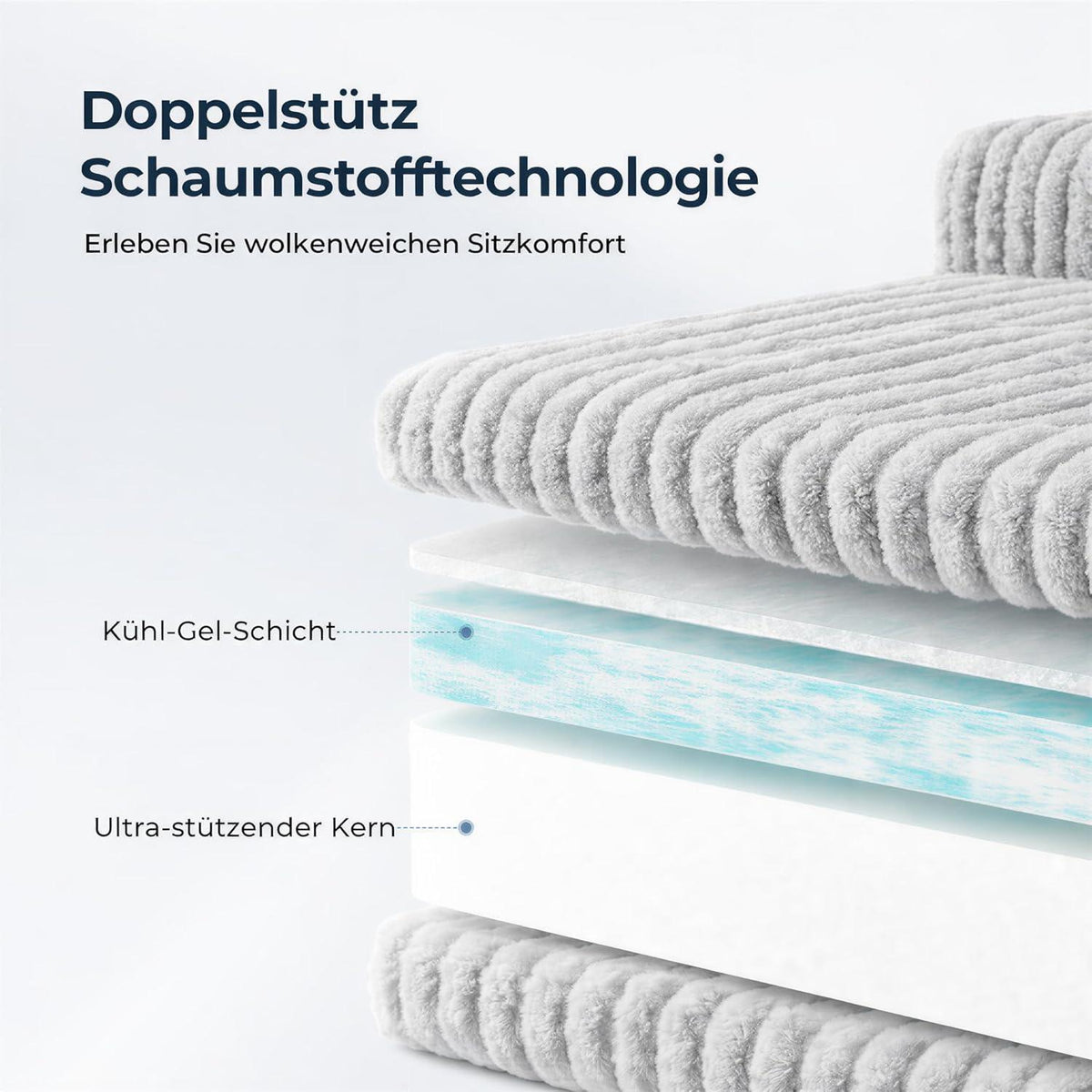 Cloud Ecksofa 105" modular, hellgrau mit Chaiselongue