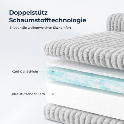 Cloud Ecksofa 105" modular, hellgrau mit Chaiselongue