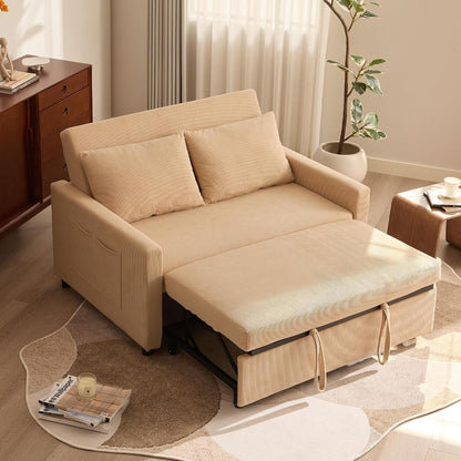 Schlafsofa 2-Sitzer Cordstoff – Ausziehbbares Bett mit Verstelllehne