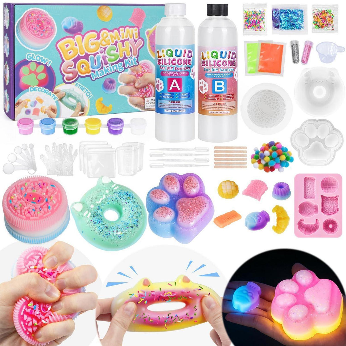 Squishy Bastelset Leuchtend – DIY Stressabbau Spielzeug 6+
