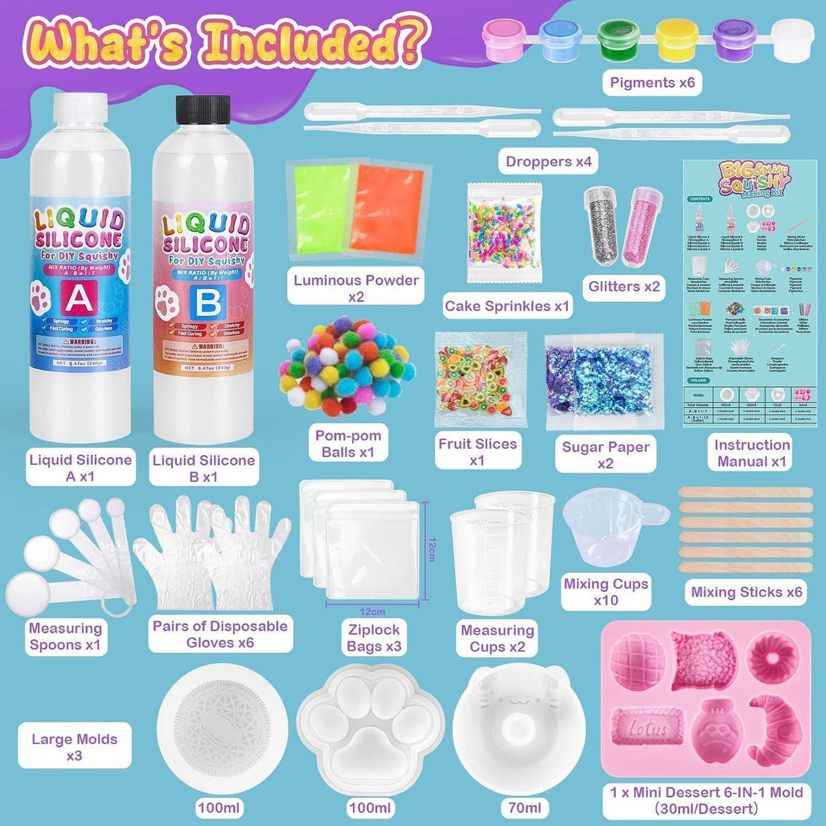 Squishy Bastelset Leuchtend – DIY Stressabbau Spielzeug 6+