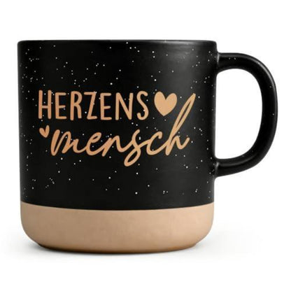 Herzensmensch Tasse - Geschenk für Freundin mit Spruch, 360ml Schwarz