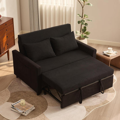 Schlafsofa 2-Sitzer Cordstoff – Ausziehbares Bett mit Verstelllehne