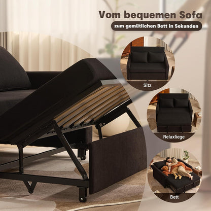 Schlafsofa 2-Sitzer Cordstoff – Ausziehbares Bett mit Verstelllehne
