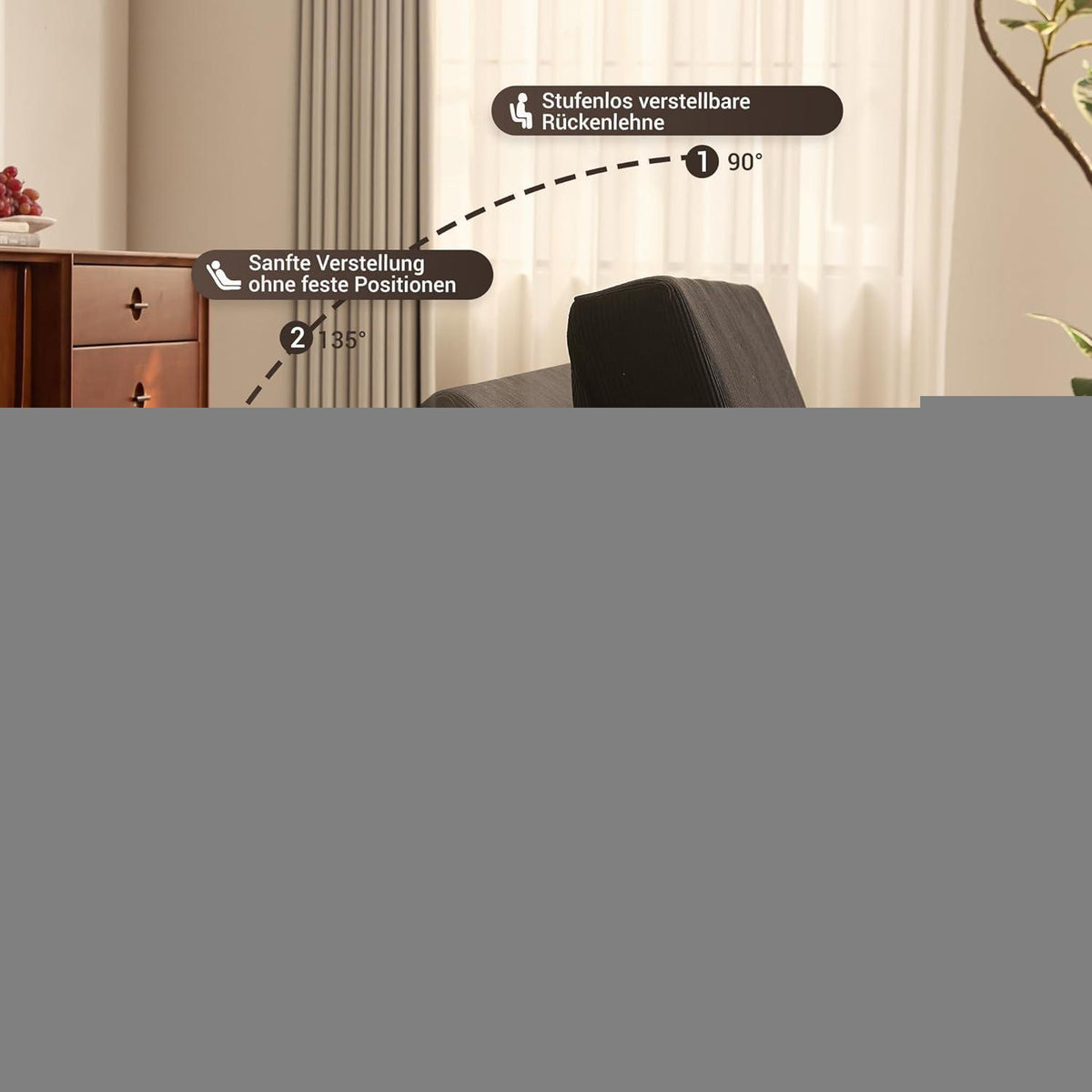 Schlafsofa 2-Sitzer Cordstoff – Ausziehbares Bett mit Verstelllehne