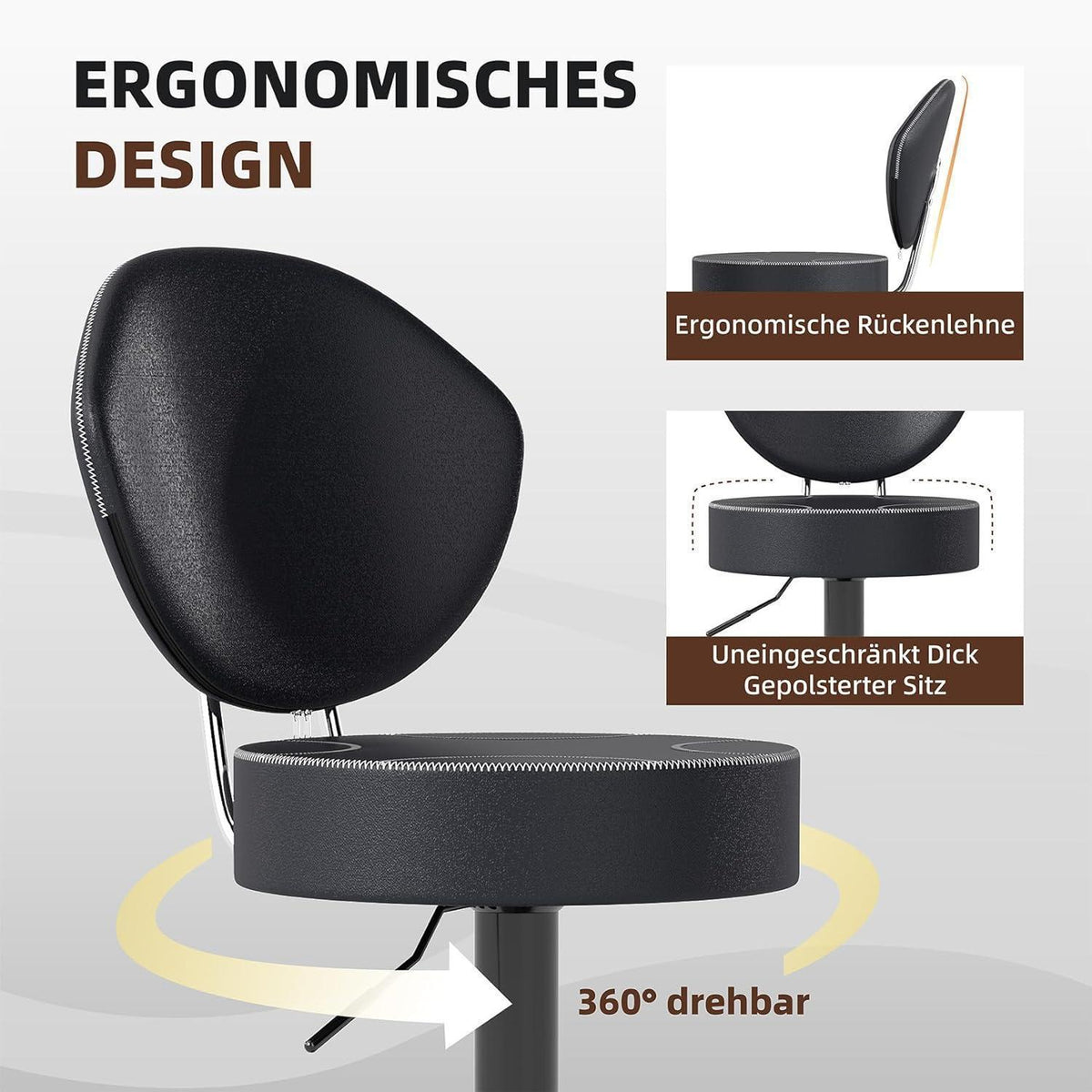 Barhocker Set 3er – Höhenverstellbar & 360° Drehbar