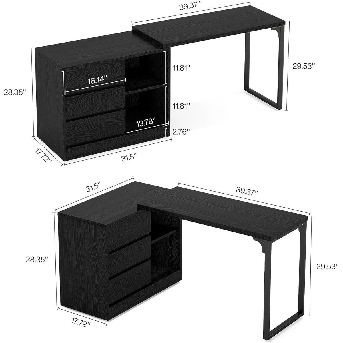 L-förmiger Schreibtisch mit Schubladen & Stauraum – Modernes Homeoffice