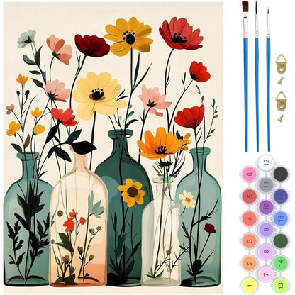 Malen nach Zahlen Erwachsene Vase – Gänseblümchen DIY Ölgemälde