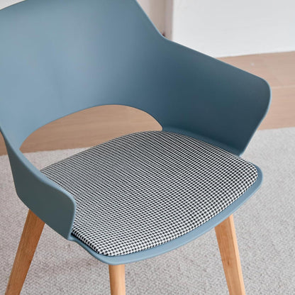Nordisches Esstisch Set mit 4 gepolsterten Stühlen (Marmor-BK + Hellblau)